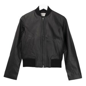 Officine Generale Nela Black Leather Bomber Jacket